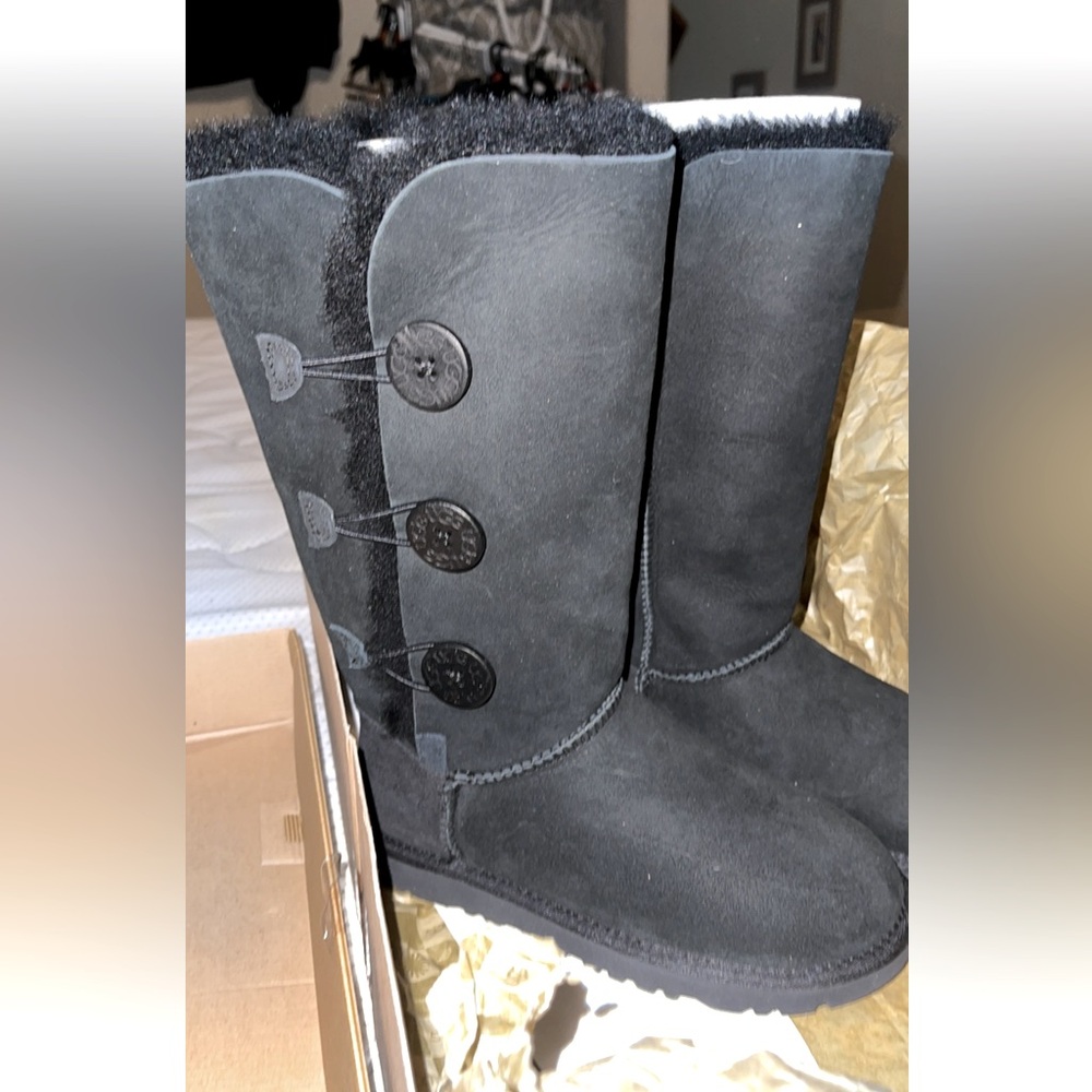 UGG Black Bailey Button Triplet Boots